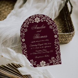 Wine Red Mexican Floral Wedding Invitation Inbjudningar