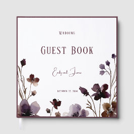 Wine Red Plum Mauve Fall Floral Wedding Gästböcker