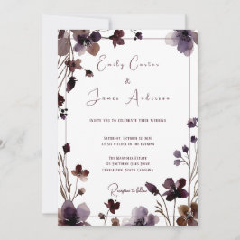 Wine Red Plum Mauve Fall Floral Wedding Inbjudningar