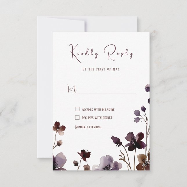 Wine Red Plum Mauve Fall Floral Wedding OSA Kort (Framsida)