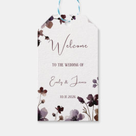 Wine Red Plum Mauve Fall Floral Wedding Presentetikett