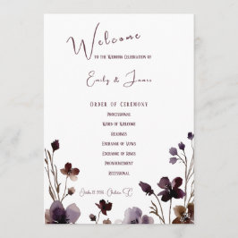 Wine Red Plum Mauve Fall Floral Wedding Program