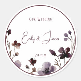 Wine Red Plum Mauve Fall Floral Wedding Runt Klistermärke
