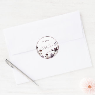 Wine Red Plum Mauve Fall Floral Wedding Runt Klistermärke