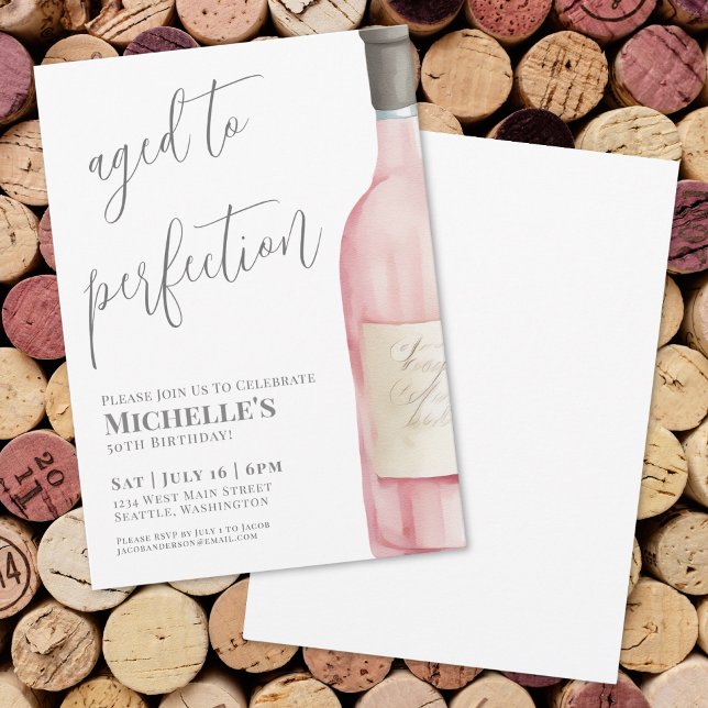 Wine Simple 50-årsfest Inbjudningar (Wine Simple 50th Birthday Party Invitation)