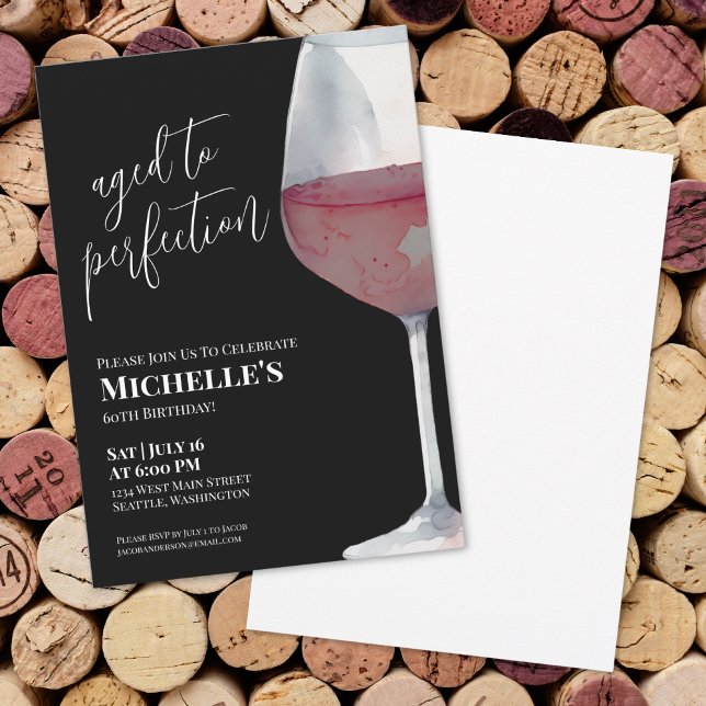 Wine Simple Sextio 60-årsfest Inbjudningar (Wine Simple Sixty 60th Birthday Party Invitation)