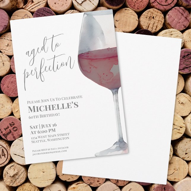 Wine Simple Sextio 60-årsfest Inbjudningar (Wine Simple Sixty 60th Birthday Party Invitation)