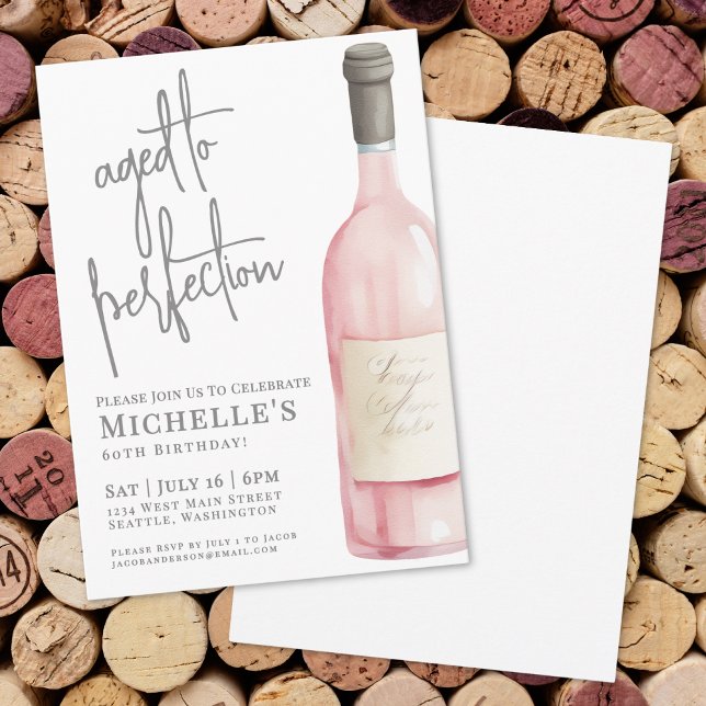 Wine Simple Sextio 60-årsfirande Inbjudningar (Wine Simple Sixty 60th Birthday Party Invitation)
