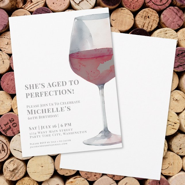 Wine Simple Sextio 60-årsfirande Inbjudningar (Wine Simple Sixty 60th Birthday Party Invitation)