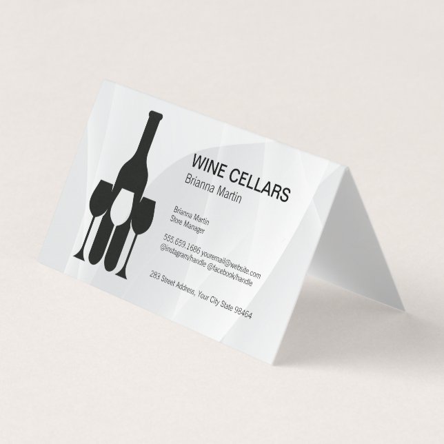 Wine Tasting Logo | Bottle | Glasses Visitkort (Framsida)