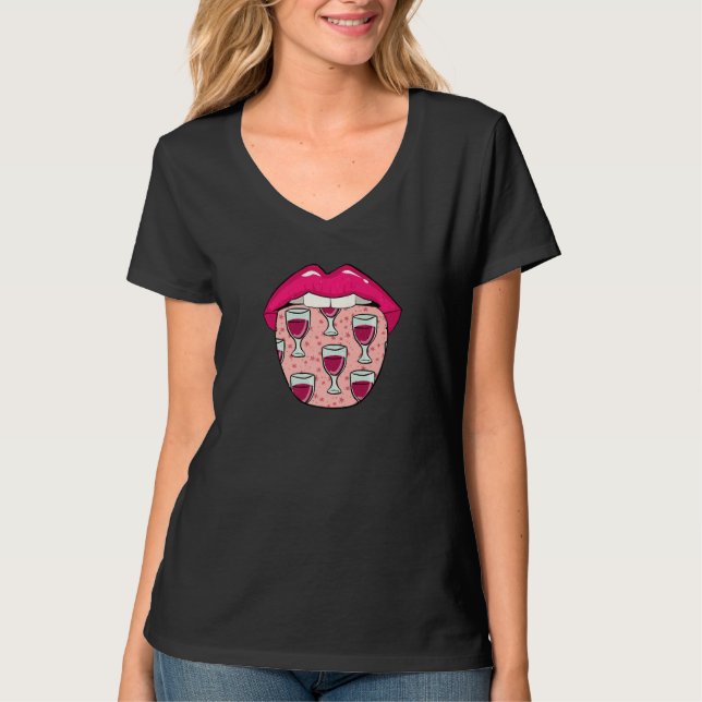 Wine Tongue  Alcohol Vino Tasting Drinks Wine T Shirt (Framsida)