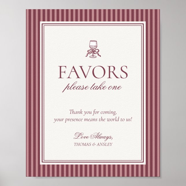Wine Vineyard Club Old Money Wedding Favors Sign Poster (Framsidan)