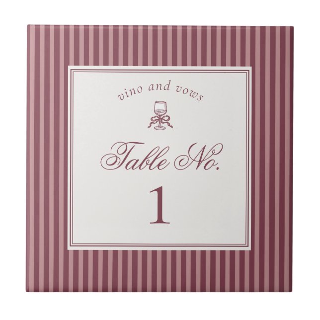 Wine Vineyard Club Old Money Wedding Table Number Kakelplatta (Framsidan)