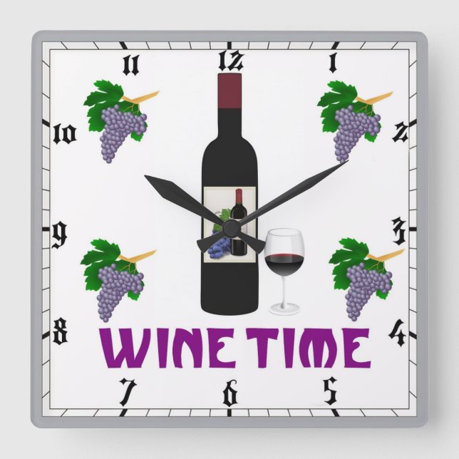 Wine Wall Clock Fyrkantig Klocka (Framsida)