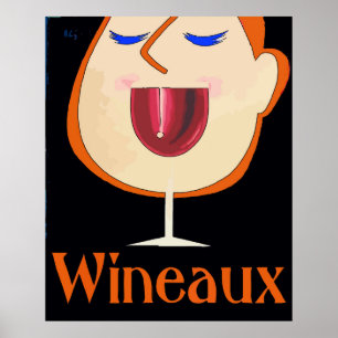 Wineaux drinkvin i ett exponeringsglas poster