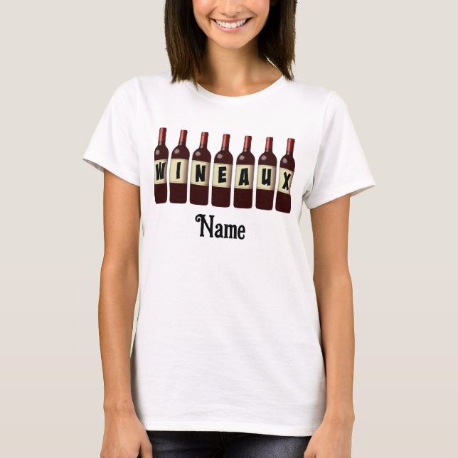 Wineaux Red Vin Flaskor har anpassat sig T Shirt (Framsida)