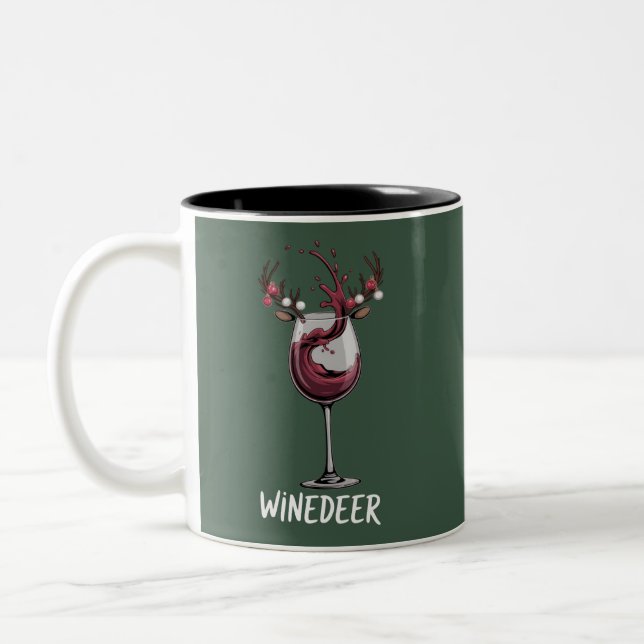 Winedeer Funny Couples Christmas Matching Holiday  Två-Tonad Mugg (Vänster)