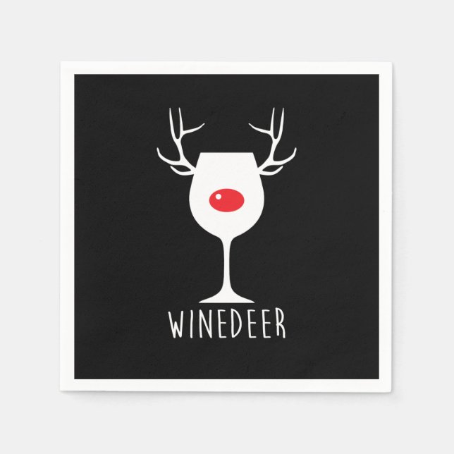 Winedeer Funny X-mas Vin Flaska Pappersservett (Framsidan)