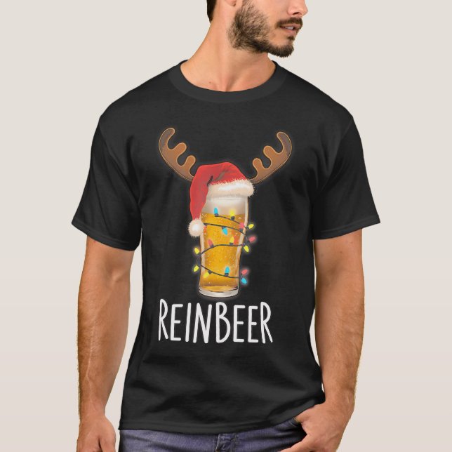 Winedeer Reinbeer Santa Hat Reindeer Couple Xmas M T Shirt (Framsida)