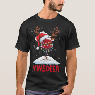 Winedeer Reinbeer Santa Hat Reindeer Couple Xmas M T Shirt