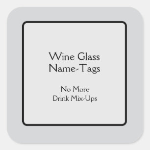 WineGlass Namn bricka Fyrkantigt Klistermärke