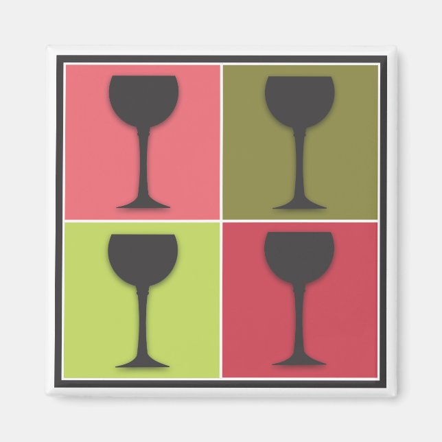 Wineglass Pop Art Vin Thmet Retro Magnet (Framsidan)
