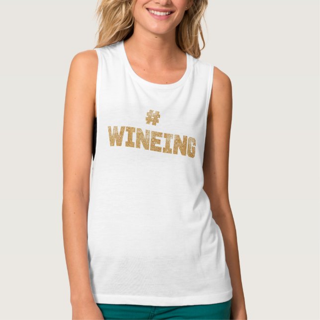 #Wineing Vin Glitter Guld Shirt T-shirt (Framsida)