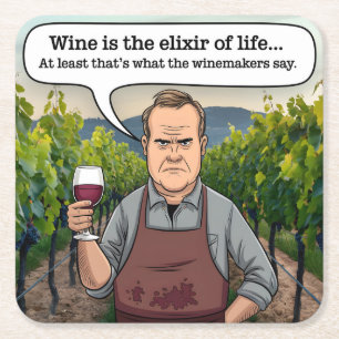 Winemaker Vineyard, Vin är livets Elixir Underlägg Papper Kvadrat