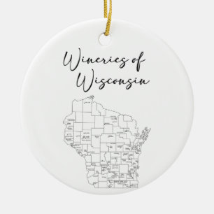 Wineries of Wisconsin Julgransprydnad Keramik
