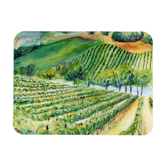 Winery Artwork Vineyard Painting Magnet (Horisontell)