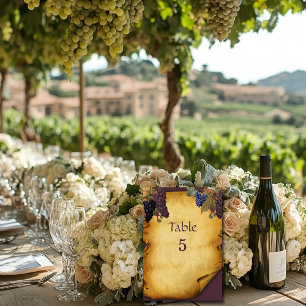 Winery Bröllop Grape Vines Rustic Papper Bordsnummer