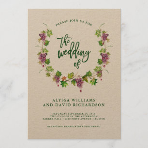 Winery Bröllop med Rustic Typography   Kraft Inbjudningar