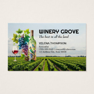 Winery Fält Druvor Flaska och Vin Visitkort