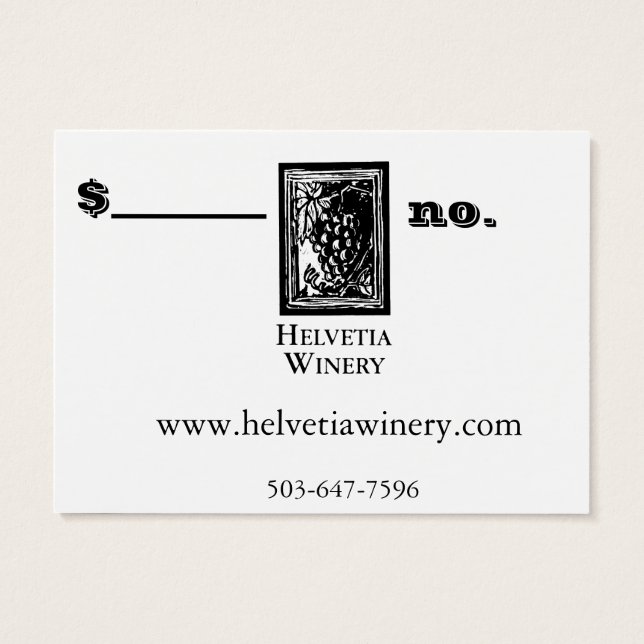 Winery Gift Card 2 Visitkort (Baksidan)