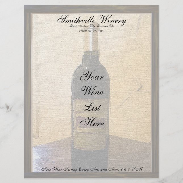 Winery Letterhead Brevhuvud (Framsida)