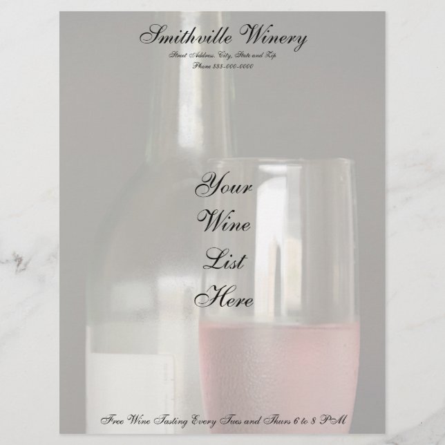 Winery Letterhead Brevhuvud (Framsida)
