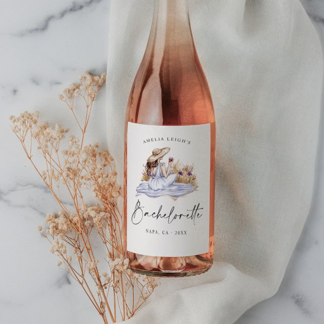 Winery Picnic Cottage Bachelorette Helg Vinflaska Etikett (Skapare uppladdad)