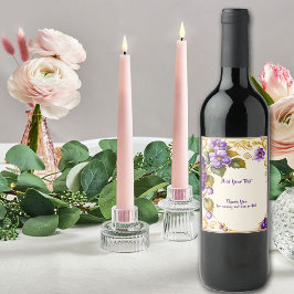 Winery Vineyard Bröllop Lila Grapors Flowers Vinflaska Etikett