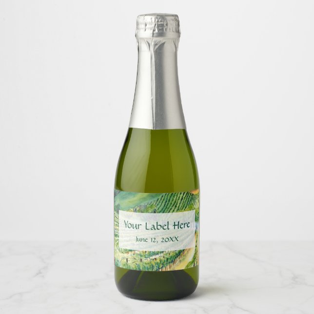 Winery Vineyard Painting Anpassningsbar Vin etiket (Framsida)
