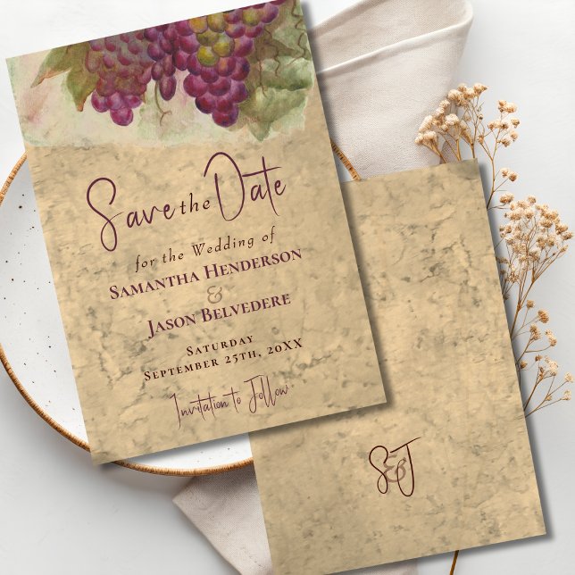 Winery Wedding Save the Date Rustic Monogram (Skapare uppladdad)