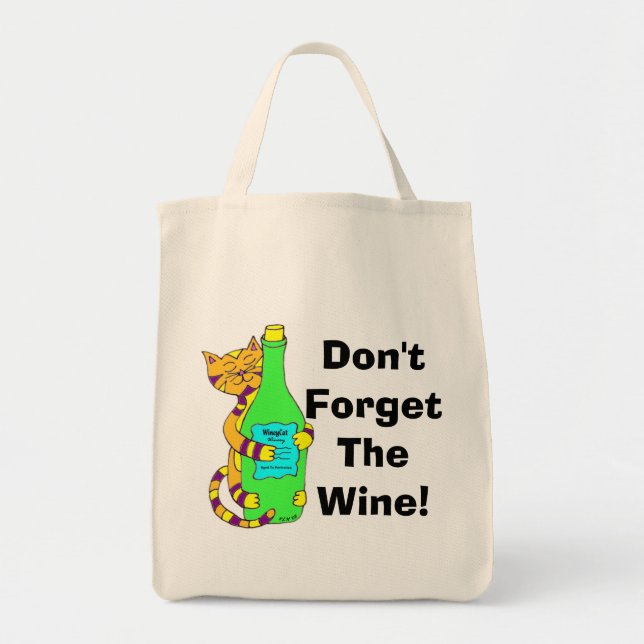 Wineycat "glömmer inte vinet!", Shopping bag Tygkasse (Framsidan)