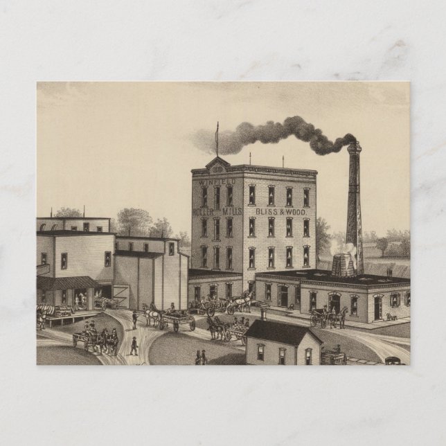 Winfield Roller Mills, Blissand Wood, Kansas Vykort (Framsida)