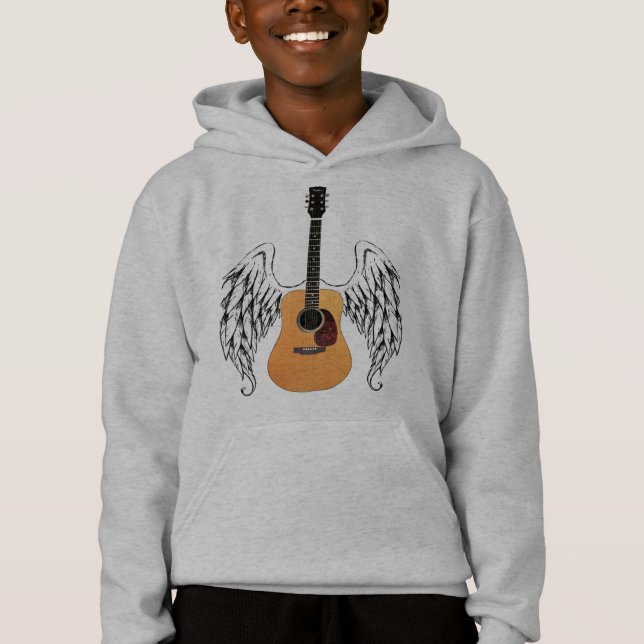 Winged Acoustic Guitar Tee Shirt (Framsida)