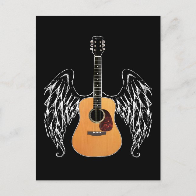 Winged Acoustic Guitar Vykort (Framsida)