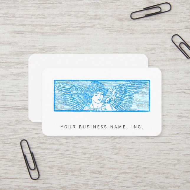 Winged Angel Ornament Letterpress Stil Visitkort (Fram/Back In Situ)