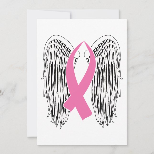 Winged Awareness Ribbon (Rosa) Julkort (Framsida)