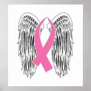 Winged Awareness Ribbon (Rosa) Poster