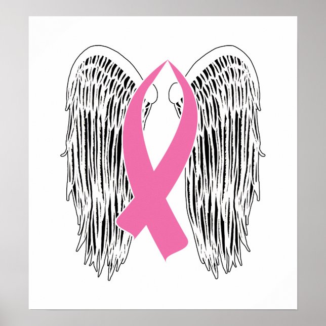 Winged Awareness Ribbon (Rosa) Poster (Framsidan)