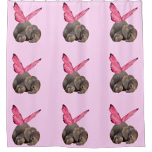 Winged Baby Elephant Shower Curtain
