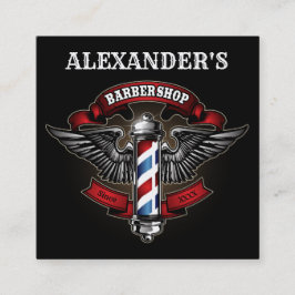 Winged Barber Pole Square Personalize Fyrkantigt Visitkort